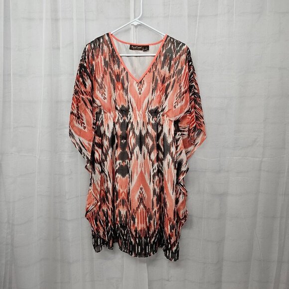 Speed Control Terra Cotta Black Aztec Mini Dress Boho Hippie Festival M - Picture 7 of 11